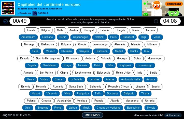 Resultado de imagen de juegos online paises y capitales de europa